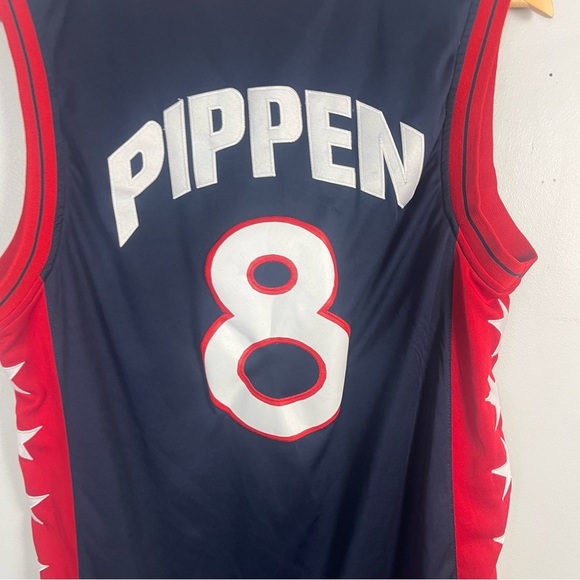 1996 Dream Team #8 Pippen Basketball Jerseys Navy White All Stitched Throwback S - Picture 7 of 7
